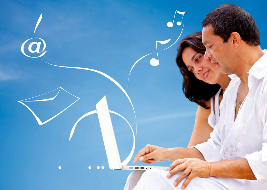 Couple with a computer